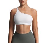 Aoxjox Women's Workout Sports Bras One Shoulder Astoria Asymmetrical Bra Fitness Training Gym Yoga Crop Tank, White, S