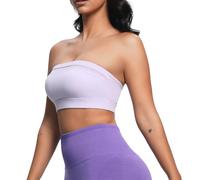 Aoxjox Women's Workout Strapless Bandeau Bra Mesh Sports Bras Training Fitness Running Yoga Crop Tank Top, Purple Heather, L