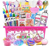 AOXLLK Ultimate Slime Kit, Slime Kit to Make Fishbowl Slime,Cloud Slime, & More,Gifts Craft Kits for Kids Toys for 6-12 Year Old Boys Girls Ice Cream Slime Making Kit Birthday Gifts for Kids & Xmas
