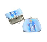 Aoxmas 2PCS Women’s Small Coin Purse with Virgin Mary, Catholic Vintage PU Leather Change Purse, Coin Bag with Kiss Lock, Mini Coin Purse for Women
