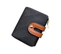 AOXONEL Women's RFID Small Bifold Leather Wallet Ladies Mini Zipper Coin Purse id Card Pocket,Slim Compact Thin (Black)