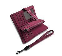 AOXONEL Women's Small Bifold Leather Wallet RFID Blocking Ladies Wristlet with Card Holder id Window Coin Purse (Purple3)
