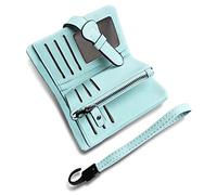 AOXONEL Women's Small Bifold Leather Wallet RFID Blocking Ladies Wristlet with Card Holder id Window Coin Purse (Light Green)