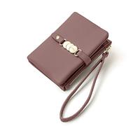 AOXONEL Womens Wallets Small RFID Bifold Wristlet,Ladies Wallets for Card Coin,Change Purse with Wrist Strap (Dark red)