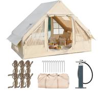Aoxun Inflatable Tent for 2/4/6/8 Person, Air Tent with Manual Hand Pump, Camping Tent