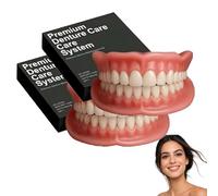 Aoyaanew Dentures, Snap on Veneers Teeth, Premium Denture Care, Silicone Reline Denture Set, Soft and Comfortable, Premium Full Dentures Set Custom Flexible False Teeth (2pcs)