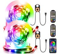 AOYADAISU Motion Sensor LED Light Strip Indoor 9.84ft 2 Pack, 6M Under Bed Lights RGB Color | Music Sync | App & Remote Control | USB 5V Dimmable TV Backlight for Bedroom, Stair, Cabinet