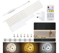 AOYADAISU Under Cabinet Lighting Kit, 6PCS*50cm Flexible USB LED Strip Lights, Under Counter Lights with Remote Control, 3000K-6000K Dimmable Lights for Kitchen,Cupboard,Desk,12v Adapter