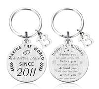 Aoyama 13th Birthday Gifts Keychain - Making the World a Better Place Since 2011 Best Friend Keyring Inspirational Keychain Gift for 13 Years Old Kids