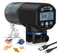 Aoyar Automatic Fish Feeder for Aquarium: USB Rechargeable Auto Food Dispenser, 200 ML Moisture-Proof Timer with LCD Display, Vacation Fish Tank Timer