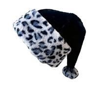 AOYEBO Christmas Santa Hat - Polyester Fabric with Leopard Print Trim, Adult Santa Claus Hat for Holiday Parties Photo Props (A)