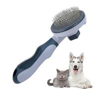 AOYEBO Dog Shedding Brush - Stainless Steel Pins with One-Button Hair Release, Deshedding Tool for Long & Short Hair Dogs (Easy Clean Rubber Base) (A)