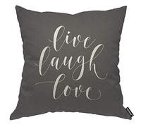 AOYEGO Live Laugh Love Throw Pillow Cover Inspirational Quote Saying Artistic Font Words Phrase Classic Grey Pillow Case 18x18 Inch Decorative Men Women Room Cushion Cover for Home Couch Bed