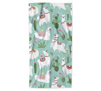 AOYEGO Llama Beach Towels Alpaca Animal Green Cactus Pink Flower Boho Clothes Microfiber Soft Towels for Bath Hair Hand Towel for Women/Men/Girls/Boys 15x30 Inch