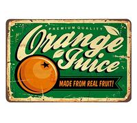 AOYEGO Orange Juice Tin Sign,Made from Real Fruit Green Vintage Metal Tin Signs for Cafes Bars Pubs Shop Wall Decorative Funny Retro Signs for Men Women 8x12 Inch