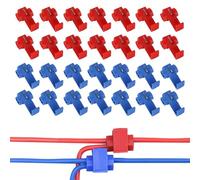 Aoyfuwell 50 Piece Junction Connector Set, Car Power Thief Car Power Thieves, Quick Connector, Cable Thief Cable Junction Quick Connector, Quick Junction Clamp Connector, Cable Connector - Red, Blue