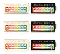 Aoyfuwell 6 Pcs My Social Battery Badge Slider, Funny Social Mood Brooch Pins, 7 Days Cute Creative Pin Badge, Creative Expression Brooch Badges, Men and Women Funny Gifts
