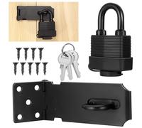 Aoyfuwell Hasp Lock Bolt Lock Hasp, Latch Garden Gate Lock with Reel Padlock, Stainless Steel Safety Latch for Wooden Door, Shed, Cabinets, Gates