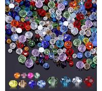 Aoyfuwell Pack of 1300 Glass Beads for Threading, 8/6/4 mm Colourful Crystal Beads for Threading, Crystal Beads for Sun Catchers, Jewellery Making, Bracelets, DIY Beads, Craft Set