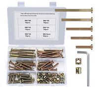 Aoyfuwell110 Pcs M6 Nuts and Bolts Kit, Barrel Bolts and Nuts, Hex Socket Head Cap Screws Bolts Nuts, Furniture Cot Bed Bolts Crib Screws for Crib Bunk Bed Furniture Cot, 1 Hex Key for Free