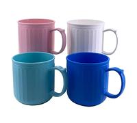 AOYITE Plastic Coffee Cups with Handles - Unbreakable BPA Free Coffee Mugs 13 oz set of 4 - Reusable Dishwasher Safe Hard Drinking Cups for Kids Kitchen Outdoor (Thick Wall)