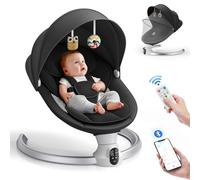 Aoykkii Electric Baby Bouncer Chair with Mobile App Control,Remote Control and IMD Touch Panel,Electric Baby Swing with 5 Swing Amplitudes 3-Stage Timer,Soft Padded Lamb Newborn Bouncer (Black)