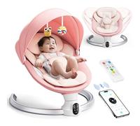 Aoykkii Electric Baby Bouncer Chair with Mobile App Control,Remote Control and IMD Touch Panel,Electric Baby Swing with 5 Swing Amplitudes 3-Stage Timer,Soft Padded Lamb Newborn Bouncer (Pink)