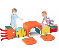 Aoykkii Kids Soft Play Building Blocks, indoor climbing blocks, stairs and ramps, giant building blocks for Toddlers ages 1-3 for climbing and romping ((Six-piece set - Ocean Shark - Colorful))