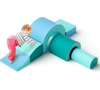 Aoykkii Kids Soft Play Building Blocks, indoor climbing blocks, stairs and ramps, giant building blocks for Toddlers ages 1-3 for climbing and romping ((Five-piece set-light blue))