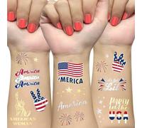 AOYOO 4th of July Decorative Tattoos for Women | 34 Styles Glitter Stickers for Independence Day, Remembrance Day and Labor Day | Red White Party Decorations