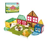 AOYOTO Inspired Magnetic Building Blocks 50PCS - STEM Educational Toys for Kids Ages 3+ | Magnetic tiles farm Travel-Friendly Stacking Tiles with Farm Animals Gifts Kid Brain Development