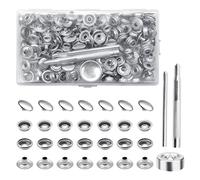 Aoyswuz 200 Pcs 15 mm Snap Button with Installation Tools Stainless Steel Snap Fastener Kit Silver Press Studs for Clothes Leather DIY Craft