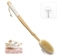 Aoyswuz 46 cm Back Brush Shower Long Handle Detachable Bath Brush Bamboo Back Ergonomics Body Brush for Exfoliating Dead Skin, Relieves Cellulite