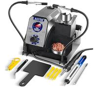 Aoyue 2981 Rapid Heatup Precision Soldering lron Station Kit Compatible with T-12 Style Active Power Tips, 12v Safe-Voltage, Tip Cleaner, Spool Holder, Tweezers, Pry Opening Tools, Wire Stripper