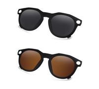 AOZAN Matte Black Frame Polarized Clip-on Sunglasses Compatible with Oakley Meta HSTN OW8002 51mm for Men & Women - Onyx Black & Sepia Brown
