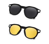 AOZAN Matte Black Frame Polarized Clip-on Sunglasses Compatible with Oakley Meta HSTN OW8002 51mm for Men & Women - Onyx Black & HI-DEF Yellow