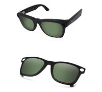 AOZAN Matte Black Frame Polarized Clip-on Sunglasses Compatible with Ray-Ban Meta Wayfarer RW4006 50mm for Men & Women - Grey Green