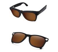 AOZAN Matte Black Frame Polarized Clip-on Sunglasses Compatible with Ray-Ban Meta Wayfarer RW4006 50mm for Men & Women - Sepia Brown