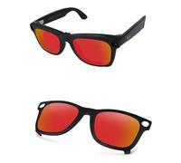 AOZAN Matte Black Frame Polarized Clip-on Sunglasses Compatible with Ray-Ban Meta Wayfarer RW4006 50mm for Men & Women - Electric Crimson
