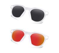 AOZAN Matte White Frame Polarized Clip-on Sunglasses Compatible with Oakley Meta HSTN OW8002 51mm for Men & Women - Onyx Black & Electric Crimson