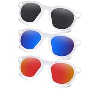 AOZAN Matte White Frame Polarized Clip-on Sunglasses Compatible with Oakley Meta HSTN OW8002 51mm for Men & Women - Onyx Black & Capri Blue & Electric Crimson