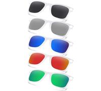 AOZAN Matte White Frame Polarized Clip-on Sunglasses Compatible with Ray-Ban Meta Wayfarer RW4006 50mm for Men & Women - Onyx Black & Gainsboro & Capri Blue & Electric Crimson & Jade Green