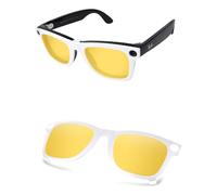 AOZAN Matte White Frame Polarized Clip-on Sunglasses Compatible with Ray-Ban Meta Wayfarer RW4006 50mm for Men & Women - HI-DEF Yellow