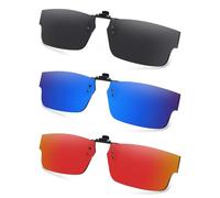 AOZAN Polarized Clip-on Flip Up Sunglasses for Oakley Airdrop OX8046 57mm, UV Protection and Secure Fit - Onyx Black & Capri Blue & Electric Crimson