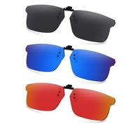 AOZAN Polarized Clip-on Flip Up Sunglasses for Oakley Field Day OY8007 50mm, UV Protection and Secure Fit - Onyx Black & Capri Blue & Electric Crimson
