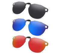 AOZAN Polarized Clip-on Flip Up Sunglasses for Oakley Meta HSTN OW8002 51mm, UV Protection and Secure Fit - Onyx Black & Capri Blue & Electric Crimson