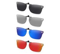 AOZAN Polarized Clip-on Flip Up Sunglasses for Ray-Ban RB5228 50mm | RX5228 50mm, UV Protection and Secure Fit - Onyx Black & Gainsboro & Capri Blue & Electric Crimson