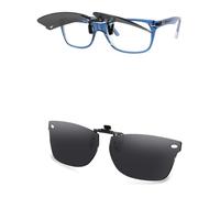 AOZAN Polarized Clip-on Flip Up Sunglasses for Ray-Ban RB5228 50mm | RX5228 50mm, UV Protection and Secure Fit - Onyx Black