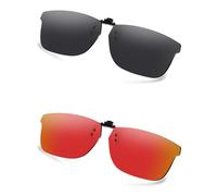 AOZAN Polarized Clip-on Flip Up Sunglasses for Ray-Ban RB5279 57mm | RX5279 57mm, UV Protection and Secure Fit - Onyx Black & Electric Crimson