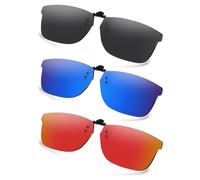 AOZAN Polarized Clip-on Flip Up Sunglasses for Ray-Ban RB5279 57mm | RX5279 57mm, UV Protection and Secure Fit - Onyx Black & Capri Blue & Electric Crimson
